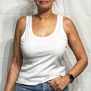 Wildfox Sport White Cropped Ribbed Tank Sz XL